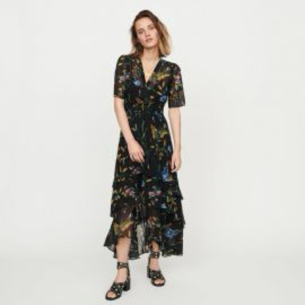 EUC Maje Rose A Volants Dress